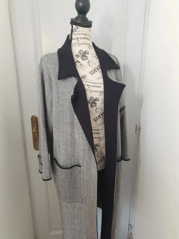 Manteau long souple / Veste fluide gris & noir Sweet Lady – Taille S / M (36 / 3 – photo 8